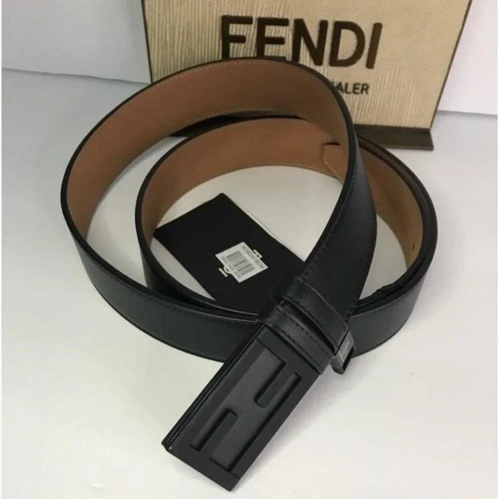 💯 - New Authentic Fendi Baguette FF Logo Buckle Leather Belt